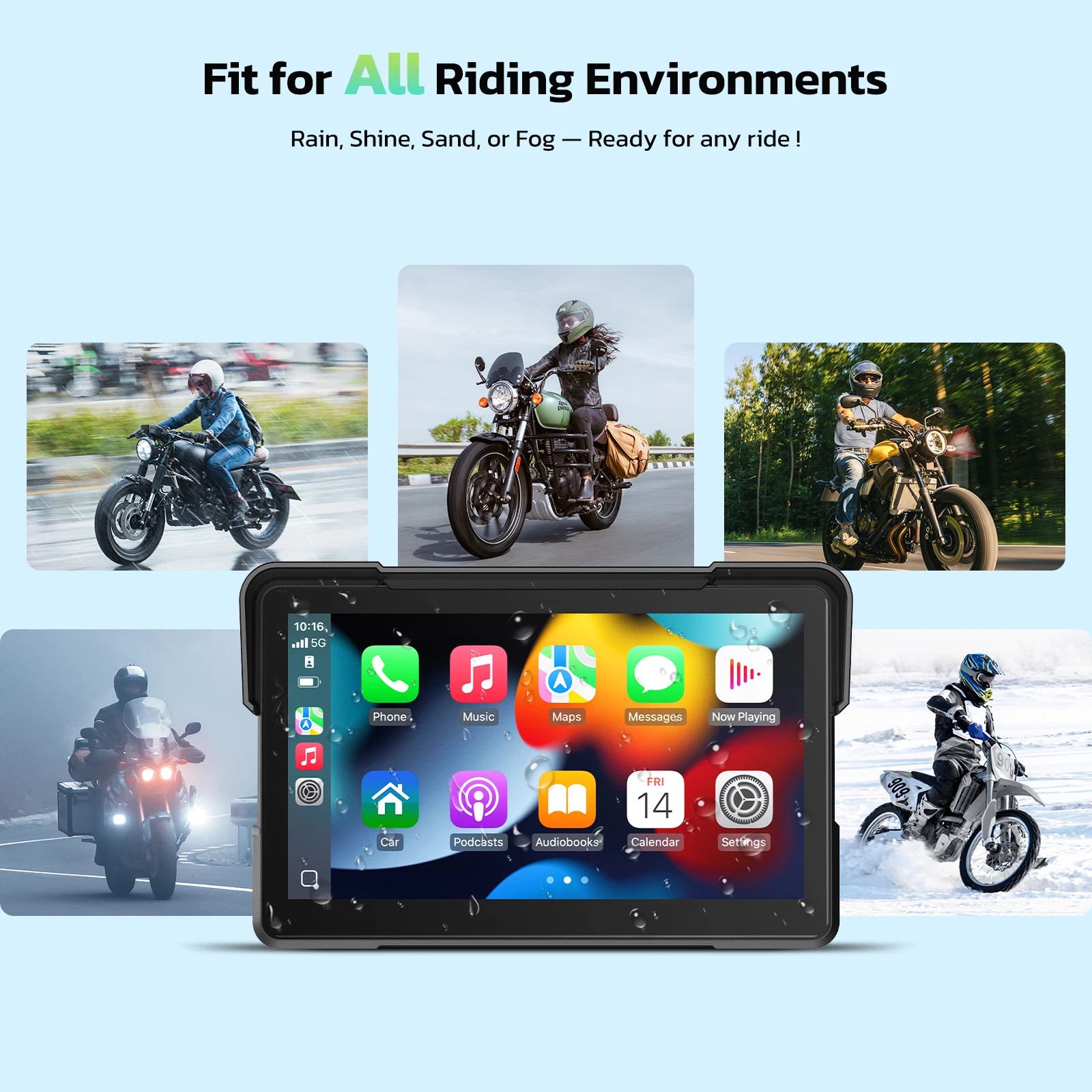 Lamtto Wireless Moto CarPlay Android Auto Waterproof Touchscreen Moto Stereo