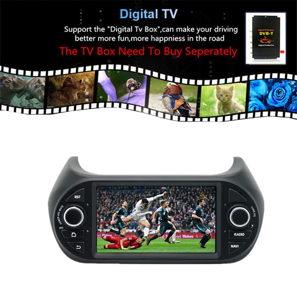 For 2008-2017 Fiat Fiorino Car Multimedia Stereo Player Mirror Link Navi SWC