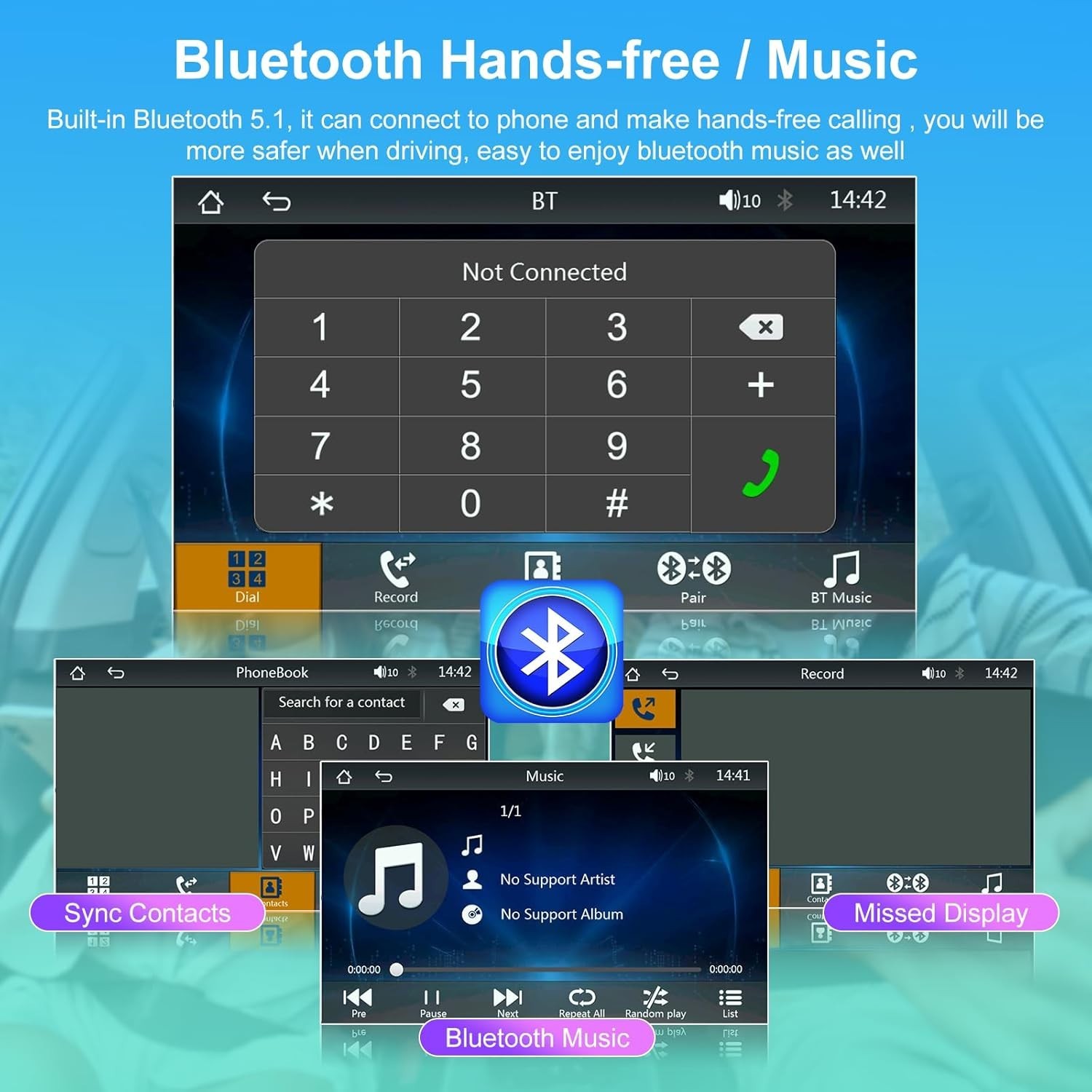 Touchscreen Car Stereo with Mirror Link, Bluetooth & Rear View Camera Support