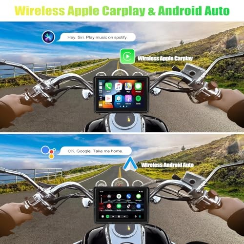 Motorcycle CarPlay Screen, 5″ Waterproof Portable Wireless CarPlay Android