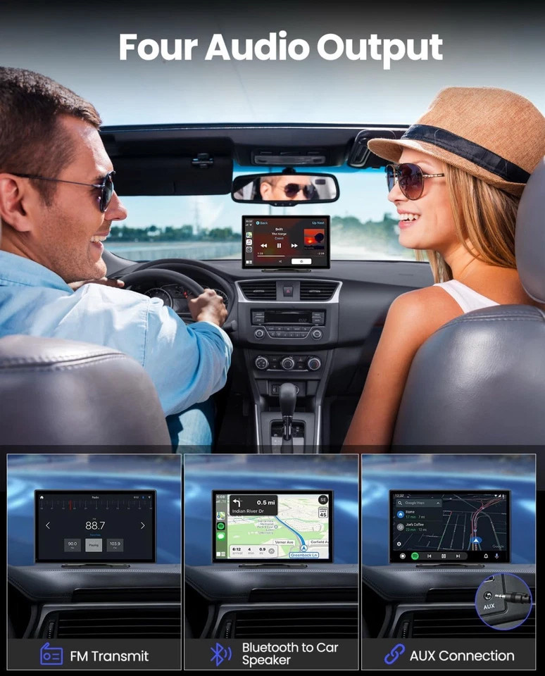 UNBRANDED PORTABLE APPLE CARPLAY 9″ SCREEN CAR STEREO WITH 4K DASH CAM/REAR CAM