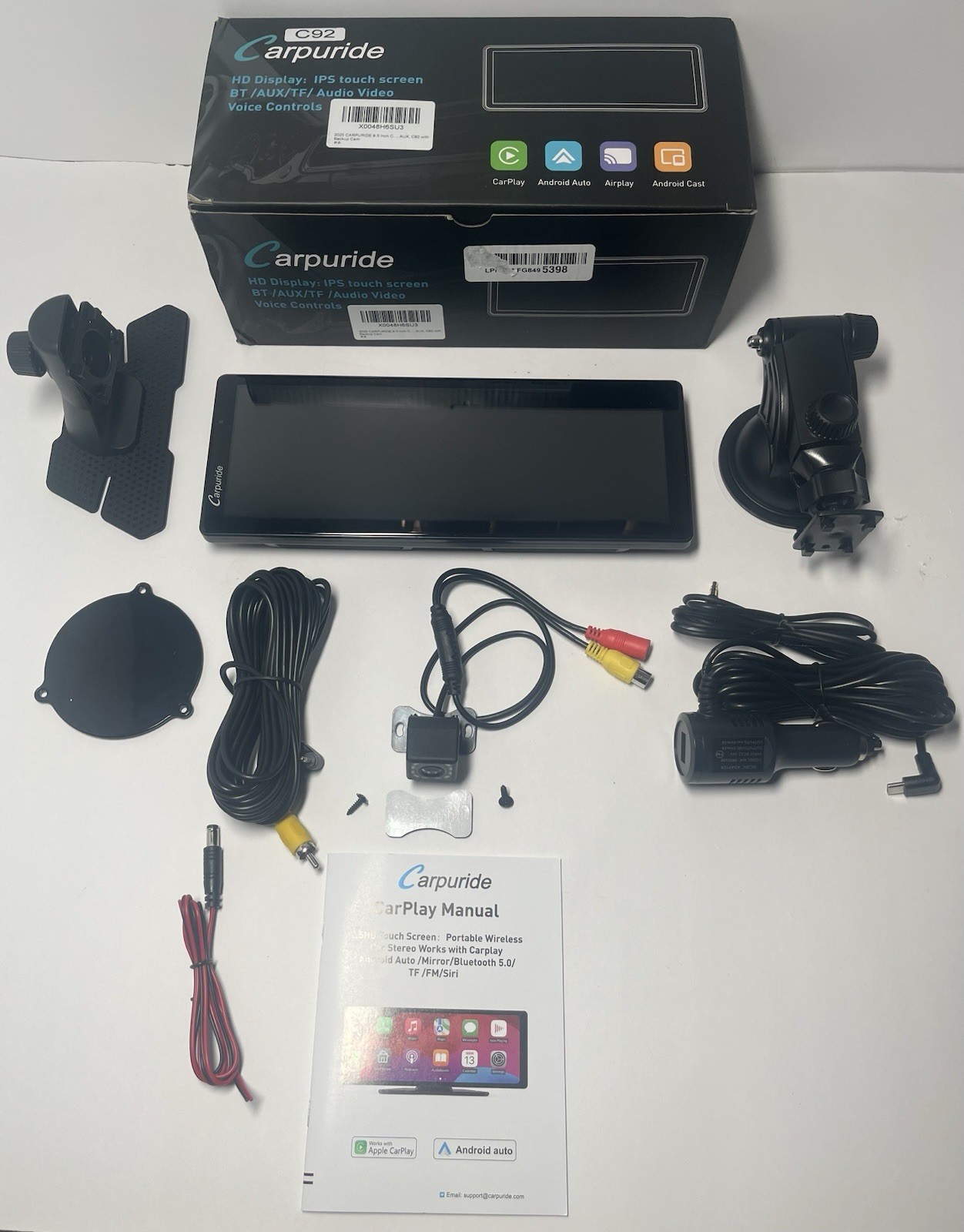 Carpuride C92 Portable Car Carplay Compatible w/ Apple Carplay, Android