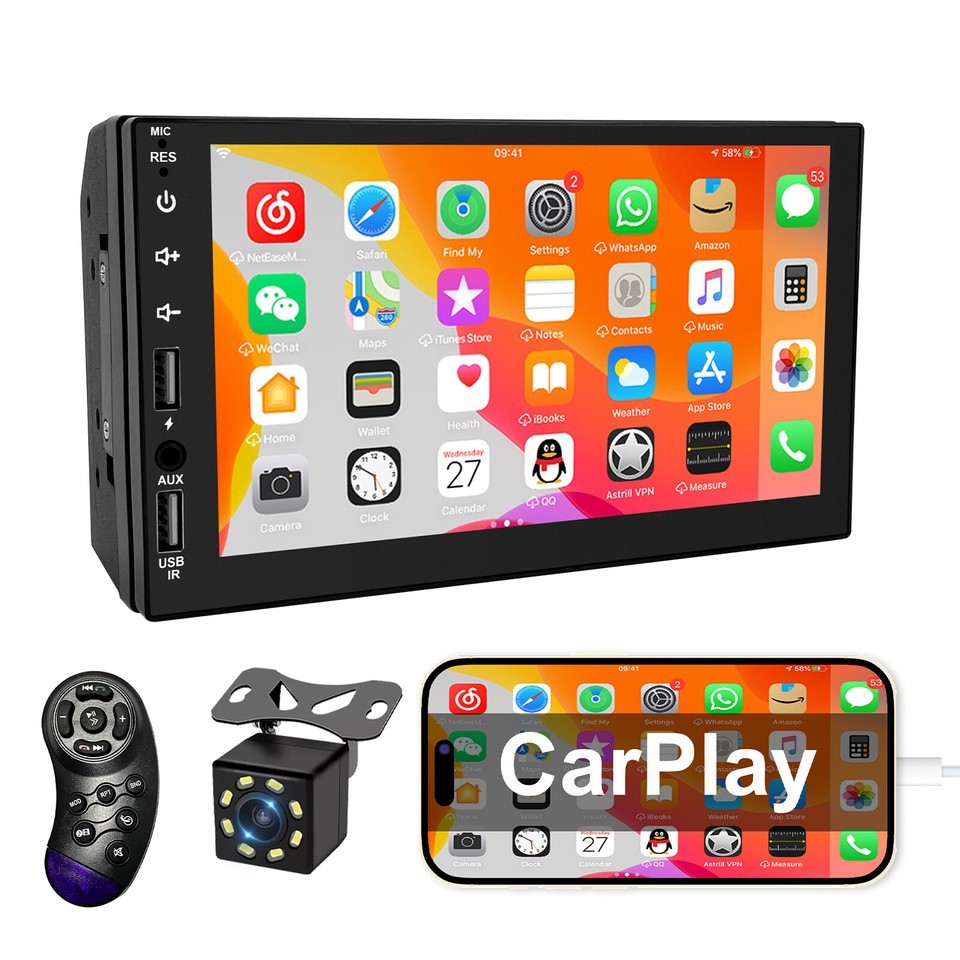 Car Radio For Apple/Andriod Carplay Car Stereo Touch Screen 2Din Camera