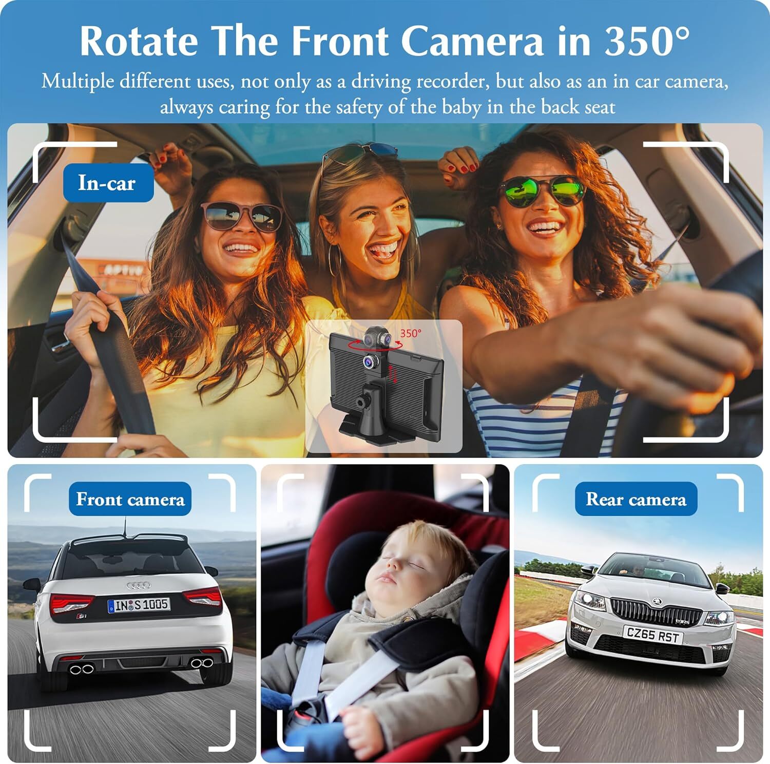 Carpuride 9”Wireless Apple Carplay Android Auto Touch Car Screen With Dash Cam