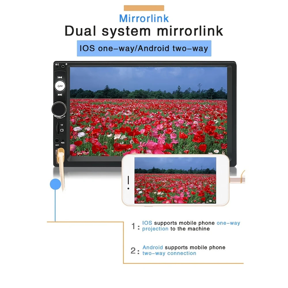 2Din for Mobile phone 7” Car MP5 Multimedia Player Rearview Camera BT FM TF USB