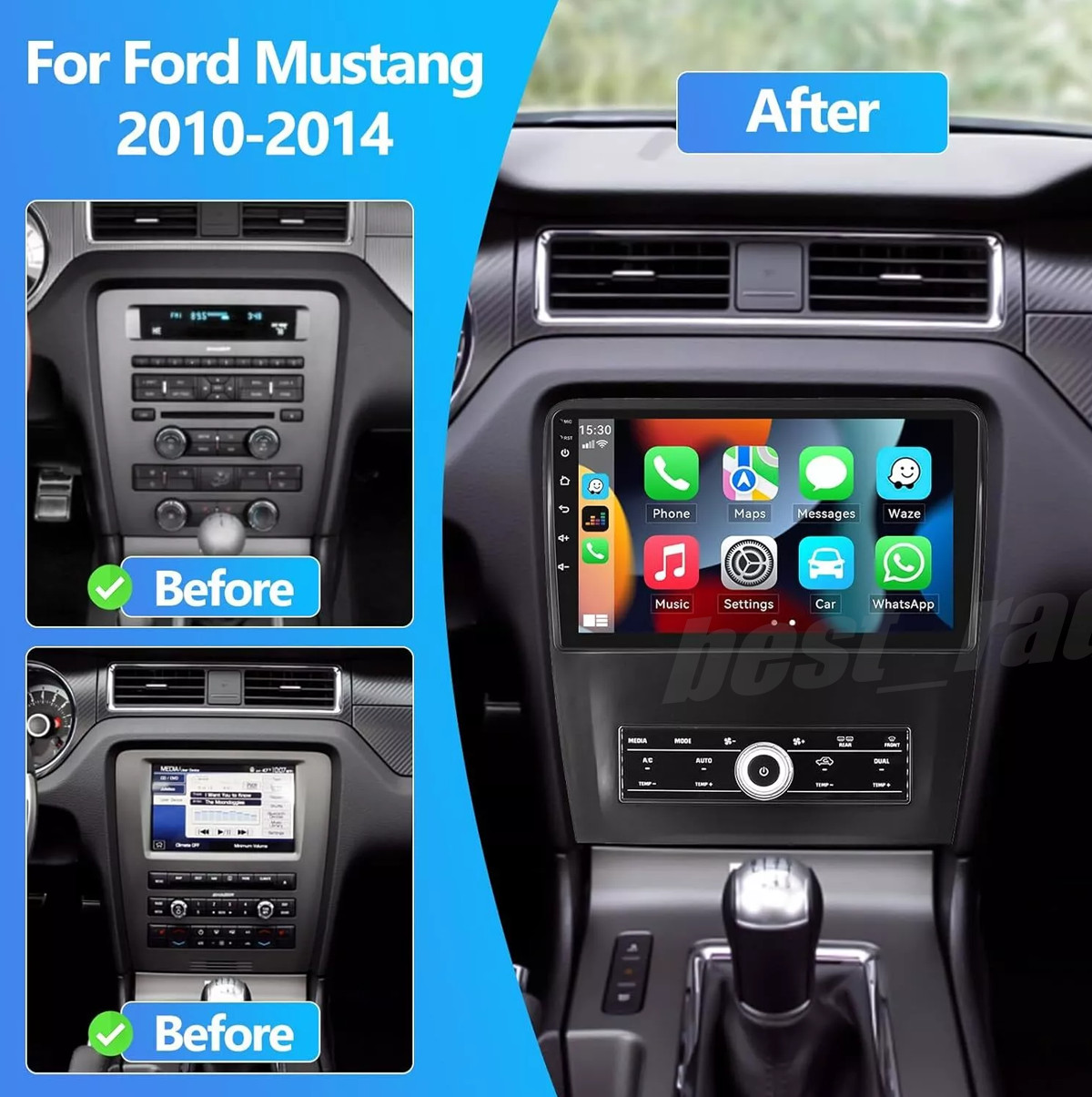 For 2010-2014 Ford Mustang Apple Carplay Car Radio Android 13 Navi GPS Player