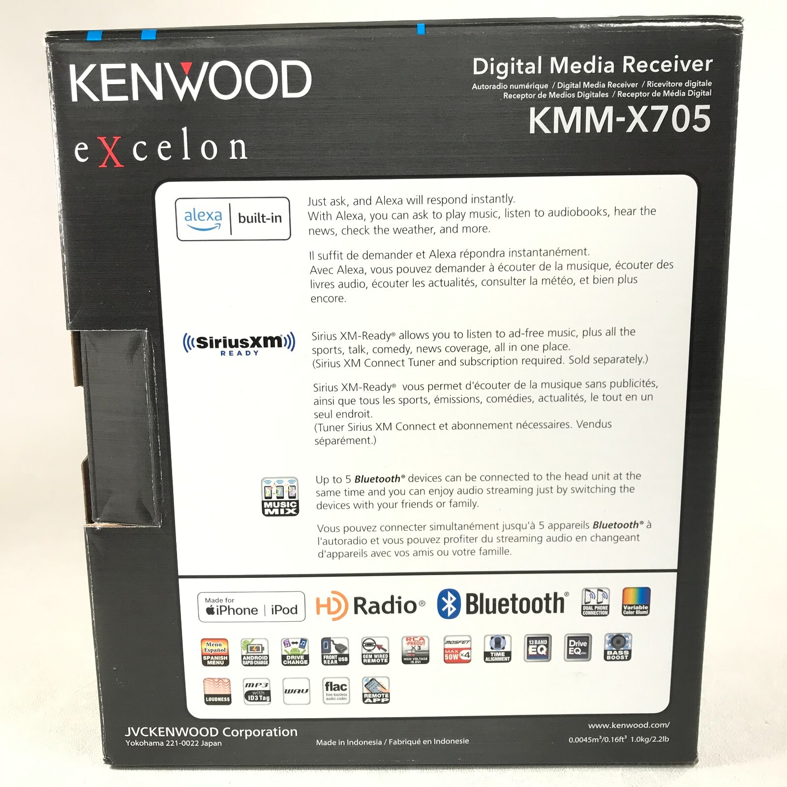 Kenwood Excelon KMM-X705 Bluetooth HD Radio Media Android iPhone USB Aux 6-Ch 5v