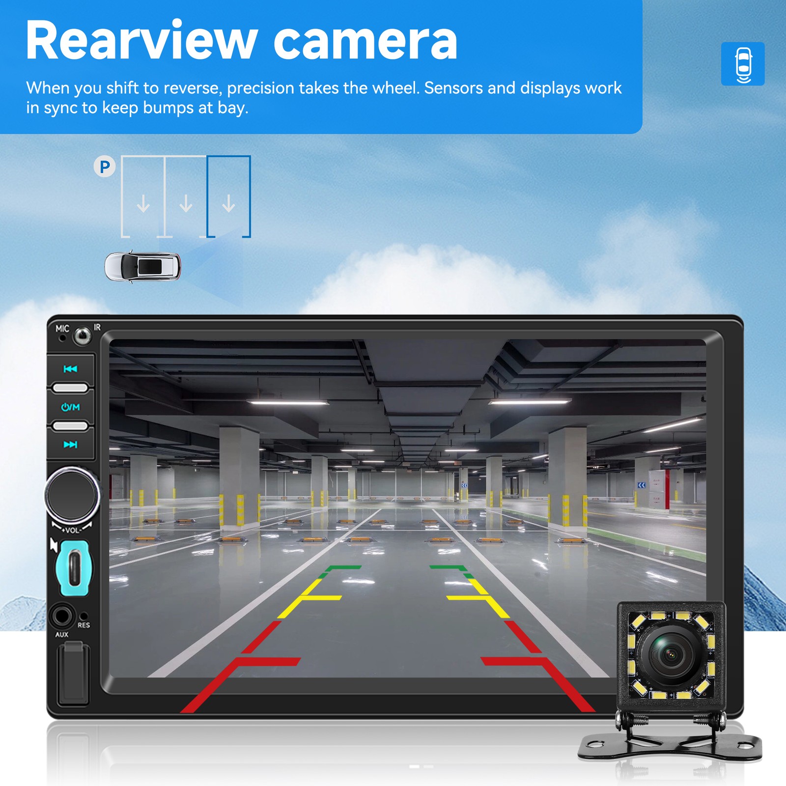 7″ Touch Screen Stereo Single 1Din Bluetooth Radio Car Apple/Android Carplay GPS