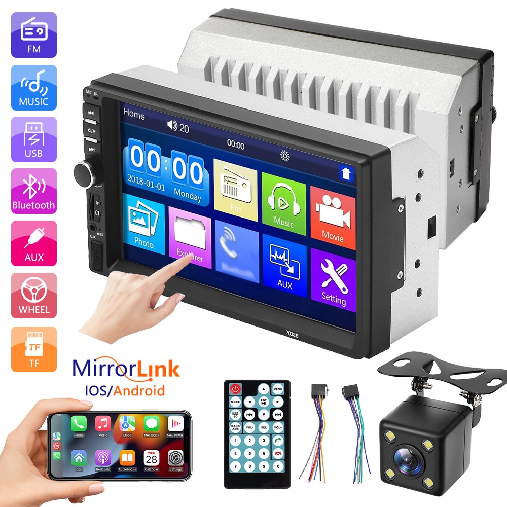 7″ Car Stereo Radio Double 2 DIN Touch Screen For IOS & Android Bluetooth FM MP5