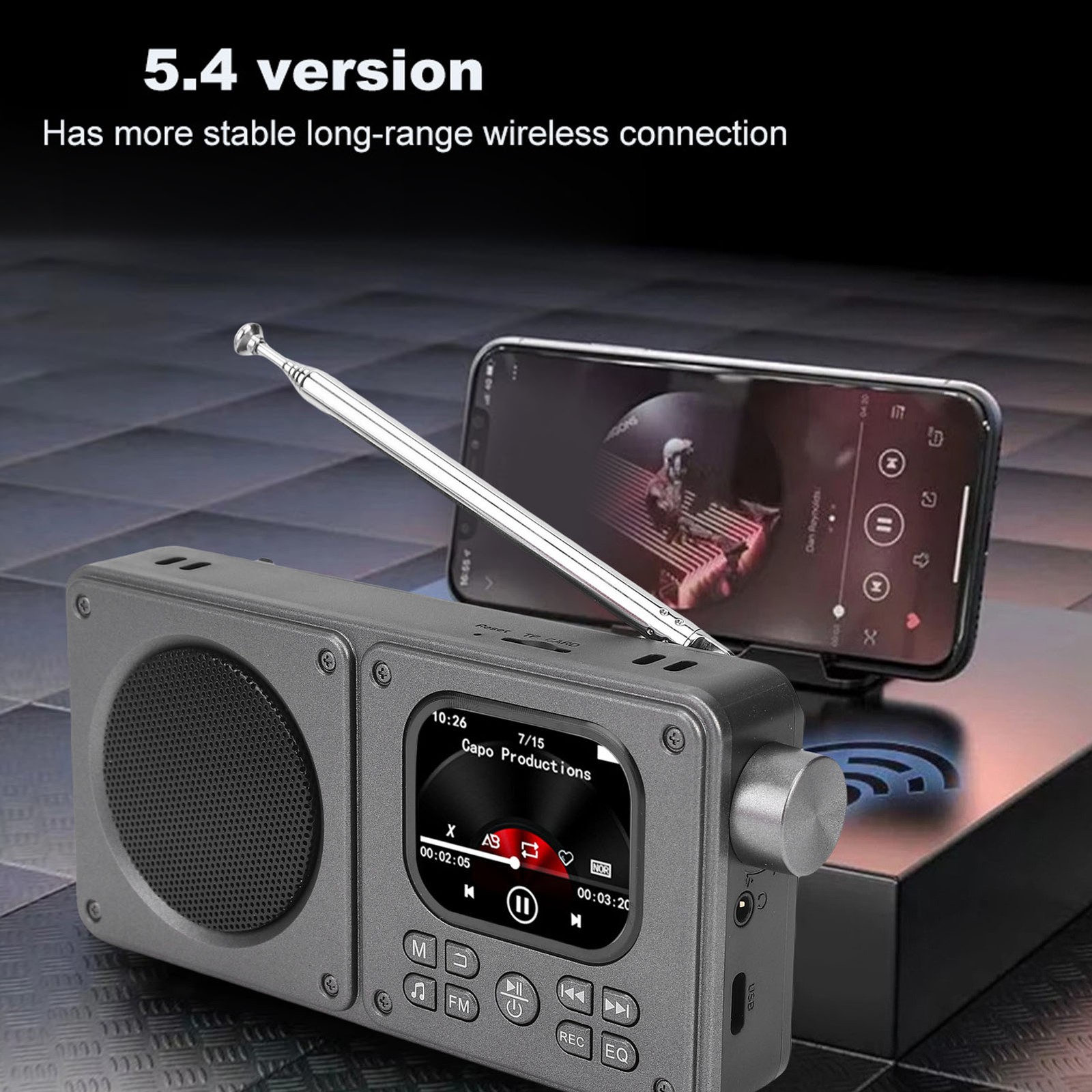 Video Radio AM FM 2.01 Inch Screen MP3 MP4 Player Bluetooth 5.4 Speaker Por FSZJ