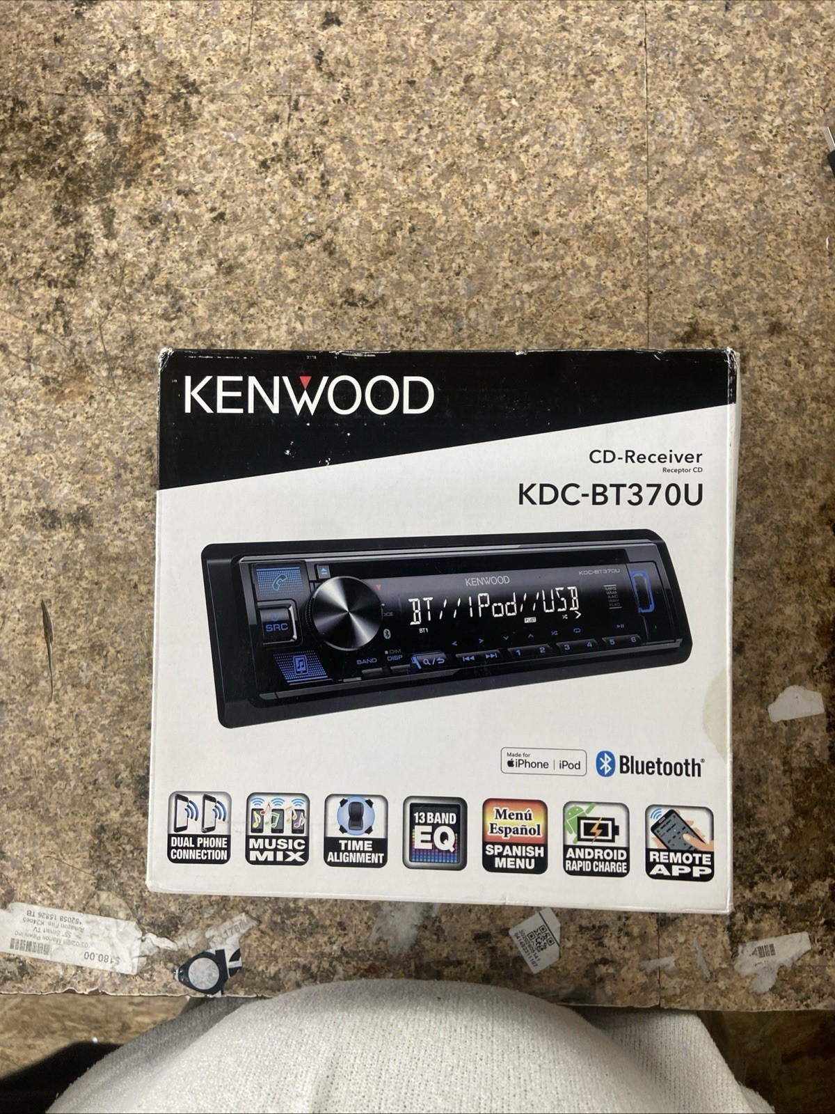Kenwood KDC-BT370U Bluetooth 200w Car CD Player Android iPhone AM FM MP3 USB Aux