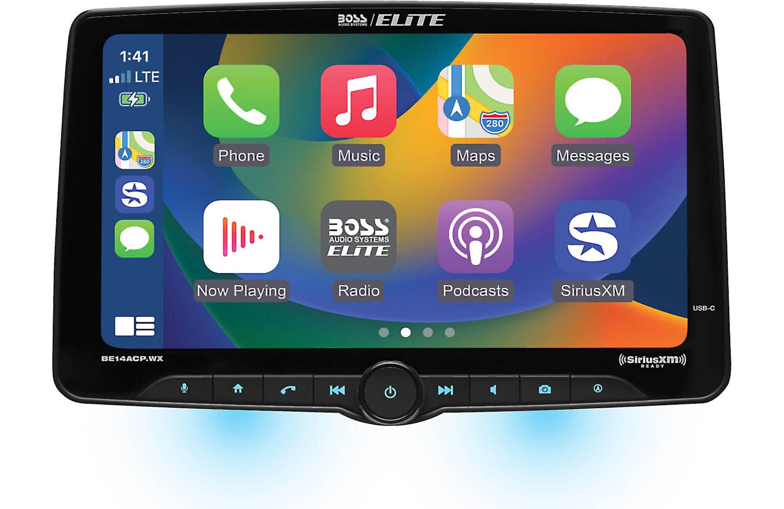 BOSS BE14ACP.WX 1-DIN 14″ Receiver Wireless Apple Carplay/Android Auto SiriusXM