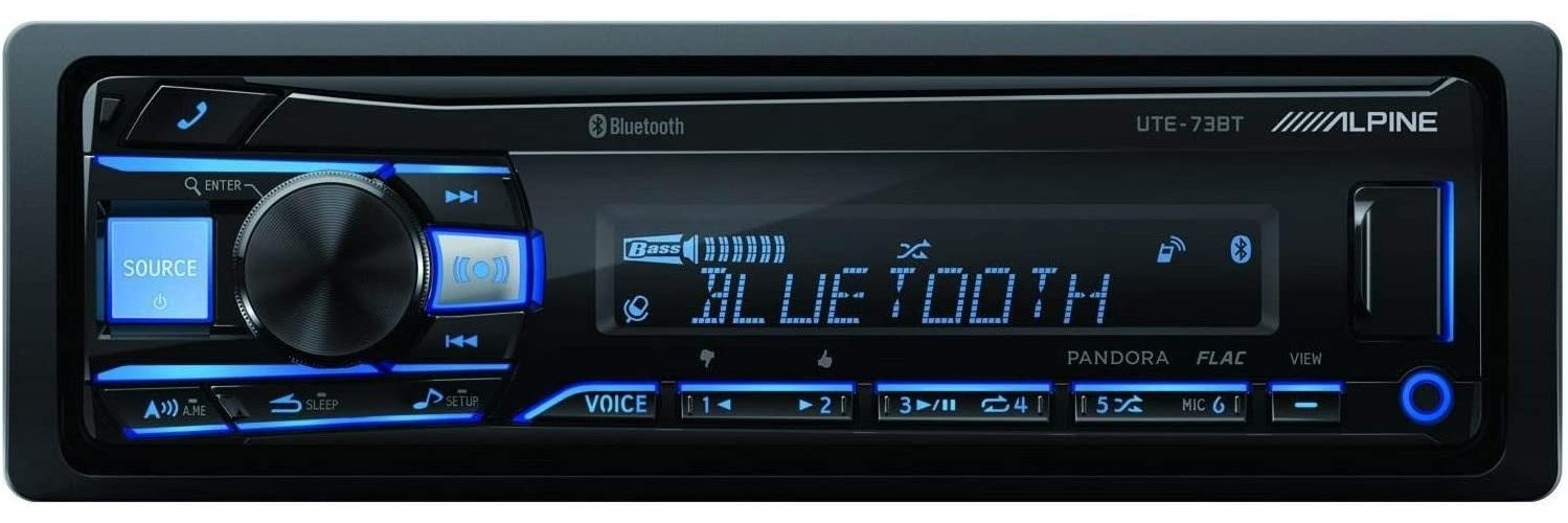 Alpine UTE-73BT, Single-DIN Car Digital Media Audio Stereo Bluetooth, USB MP3