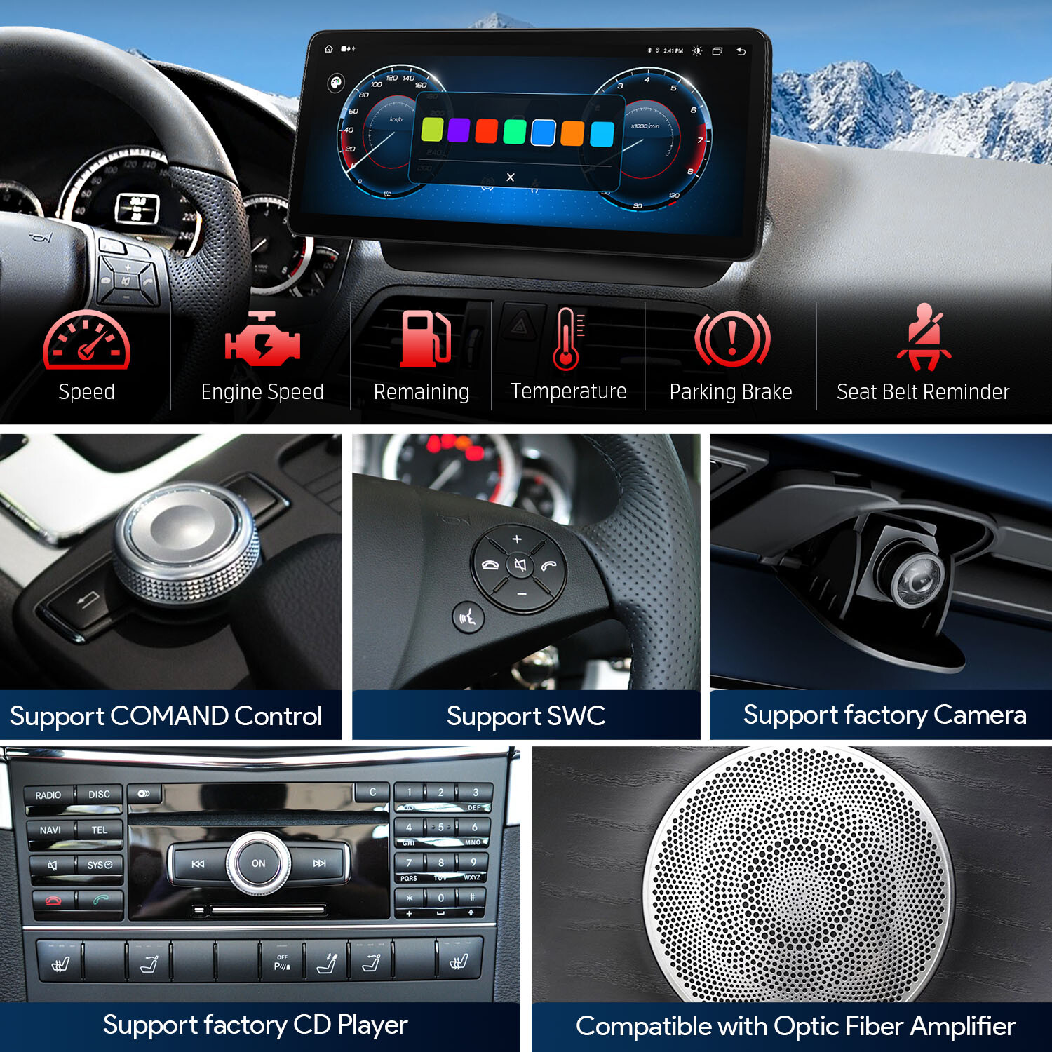 12.3″ Android 13 Octa-Core Car Stereo GPS Navi For Benz E-Class A207 C207 NTG4.0