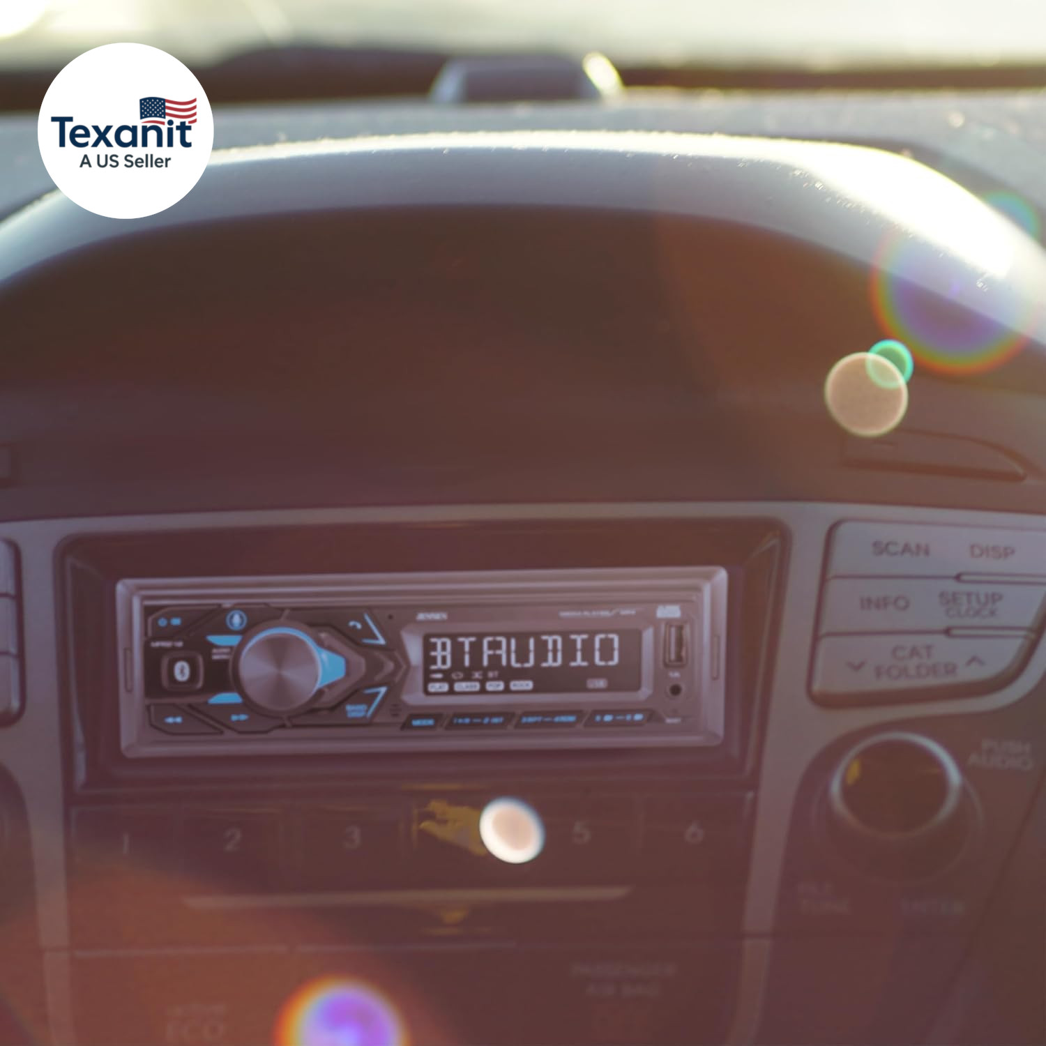 MPR210 7-Character LCD Single DIN Car Stereo Radio | Bluetooth Hands Free Callin