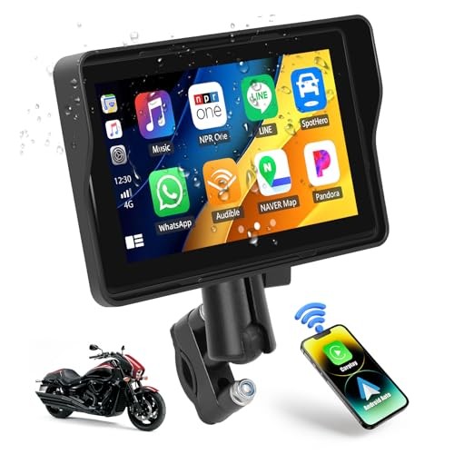 Motorcycle CarPlay Screen, 5″ Waterproof Portable Wireless CarPlay Android