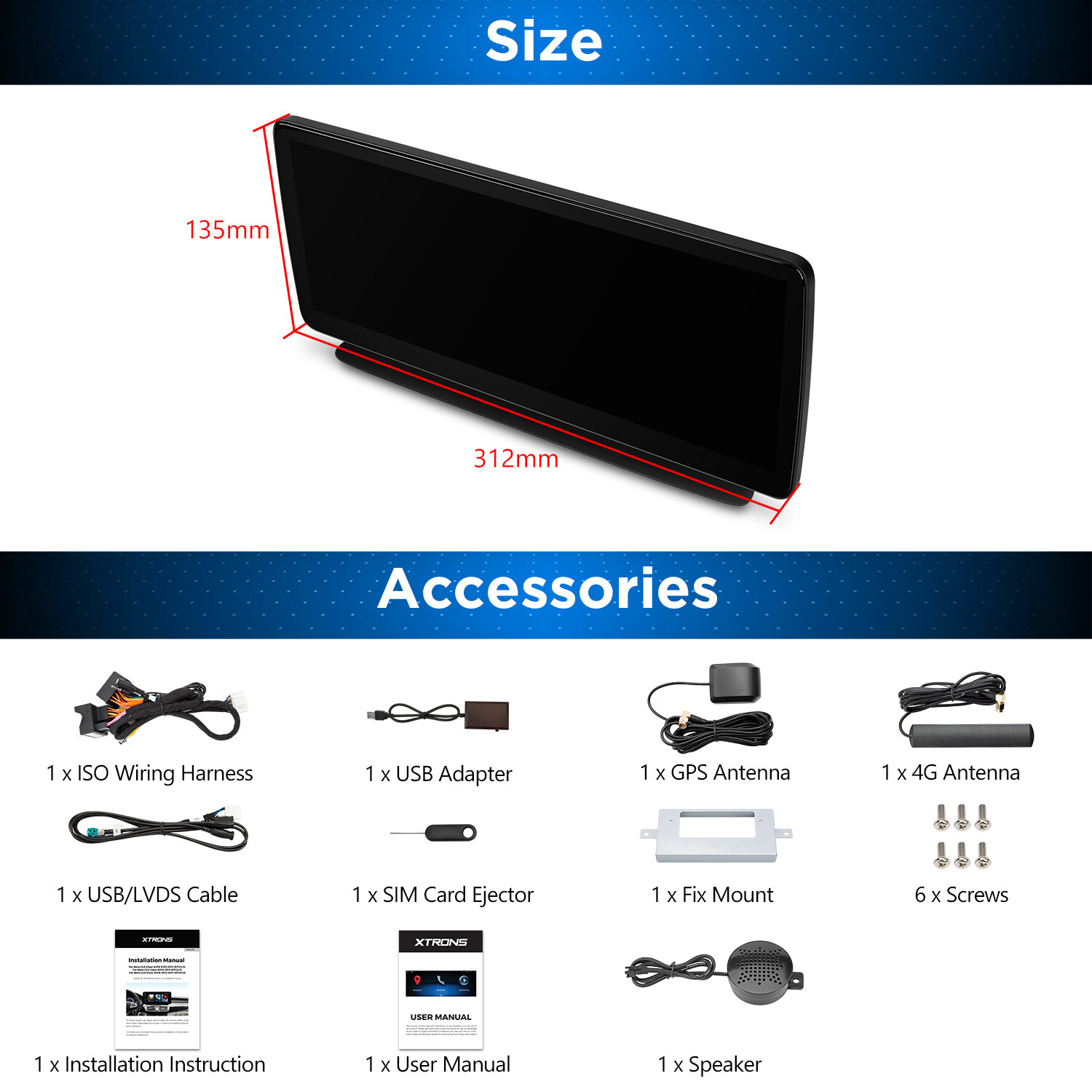 12.3″ Android 14 8-Core Car Play Stereo GPS 4G WiFi For Benz W218 C218 2014-2017