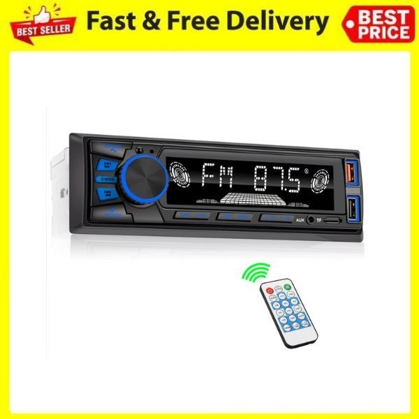 Single DIN Car Stereo Bluetooth FM MP3 Dual USB AUX SD App Control No CD Player
