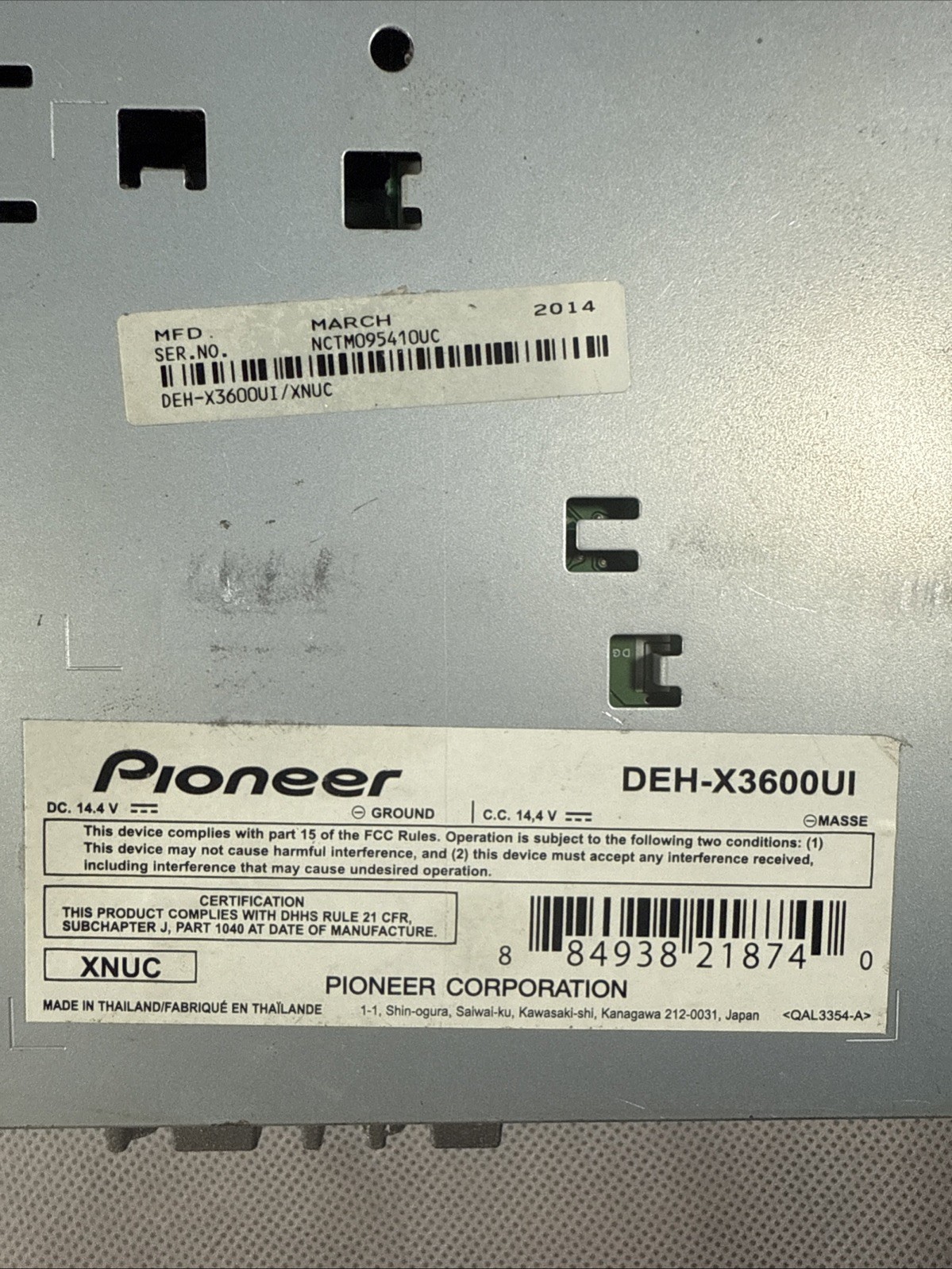 Pioneer DEH-X3600UI CD Player Android iPhone Pandora AM FM C2
