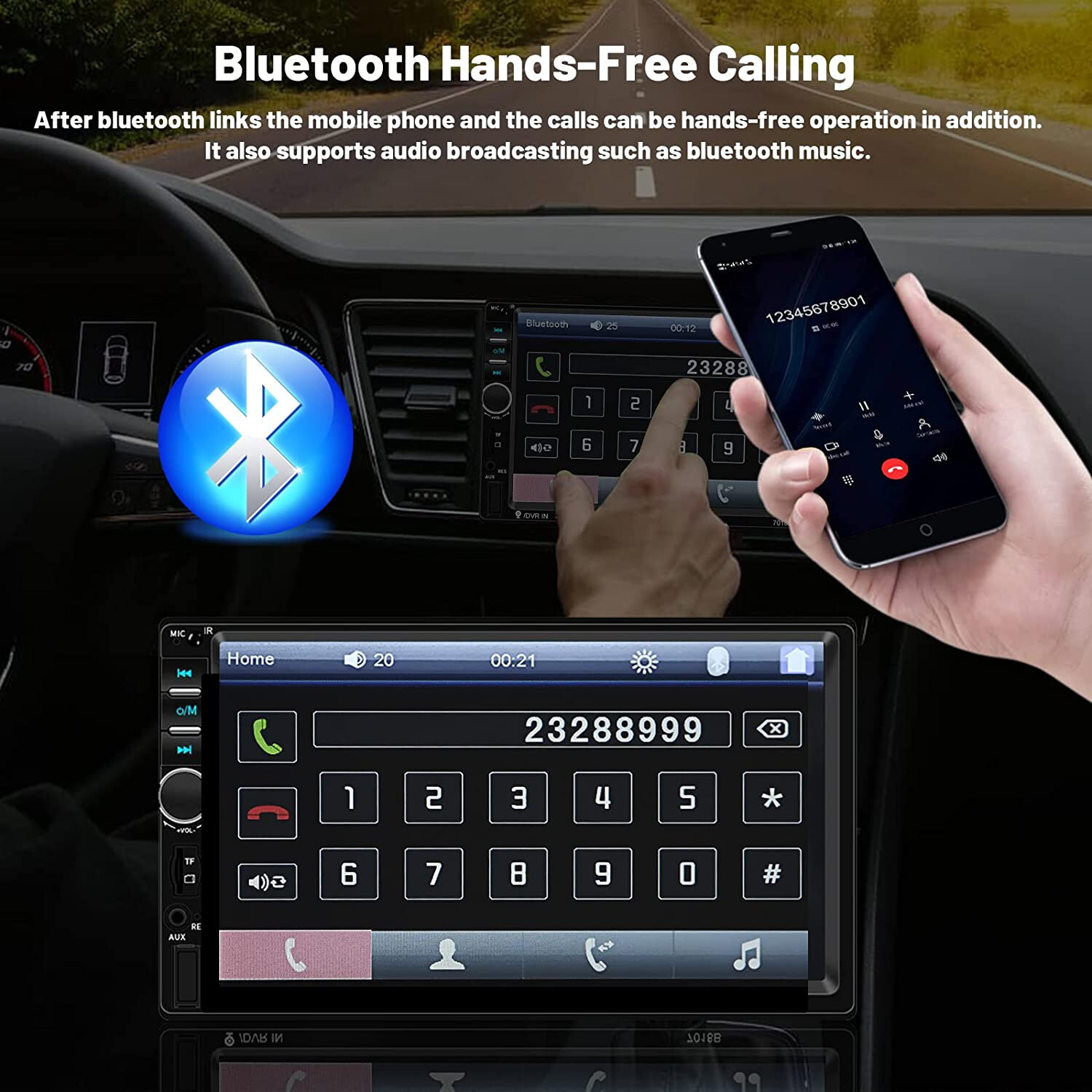7″ Car Stereo 2DIN Radio Bluetooth Backup Camera Mirror Link for IOS & ANDROID