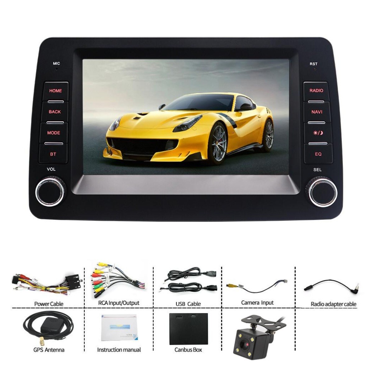 Car Stereo MP5 Player 4+32GB For Android Auto W/Camera For Fiat Panda 2003-2012