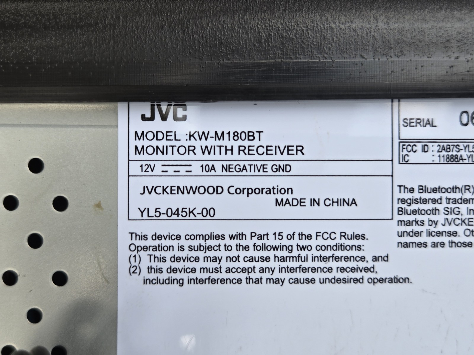 JVC KW-M180BT 6.8″ Short DMR, USB Mirroring, 1Cam, 2V,Fast Startup – Used, Good