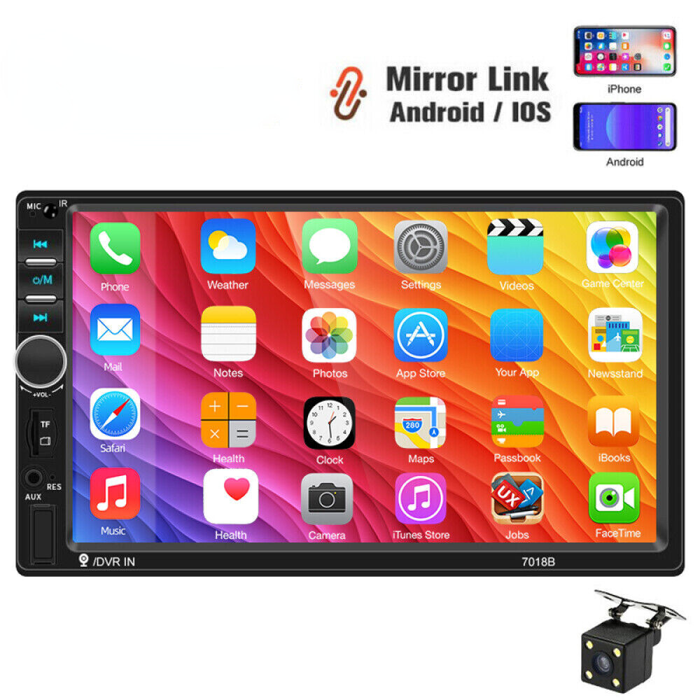 7″ Double 2 DIN Car Stereo Radio MP5 Player FM Bluetooth Touch Screen Camera