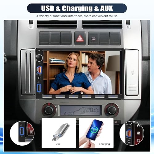 [Upgrade] Double Din Car Stereo with Bluetooth,7 Inch double din with button