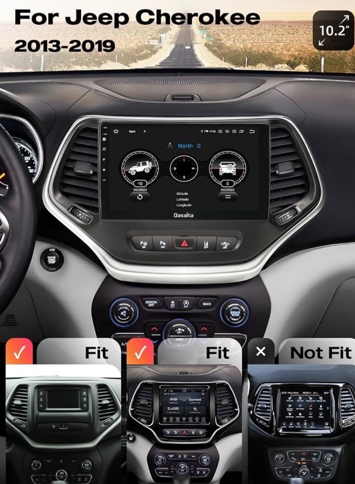 10.2 inch Android 13 Car Stereo for Jeep Cherokee 2013-2018 Touchscreen