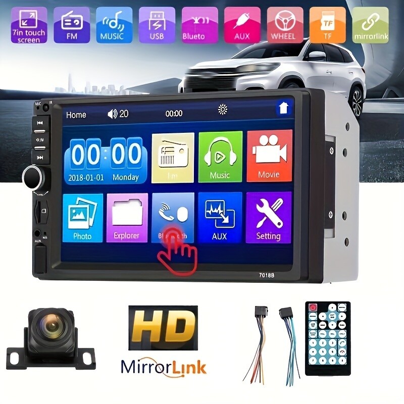 Double 2 Din Car Stereo Radio 7″ Touch Screen Bluetooth Audio + Backup Camera