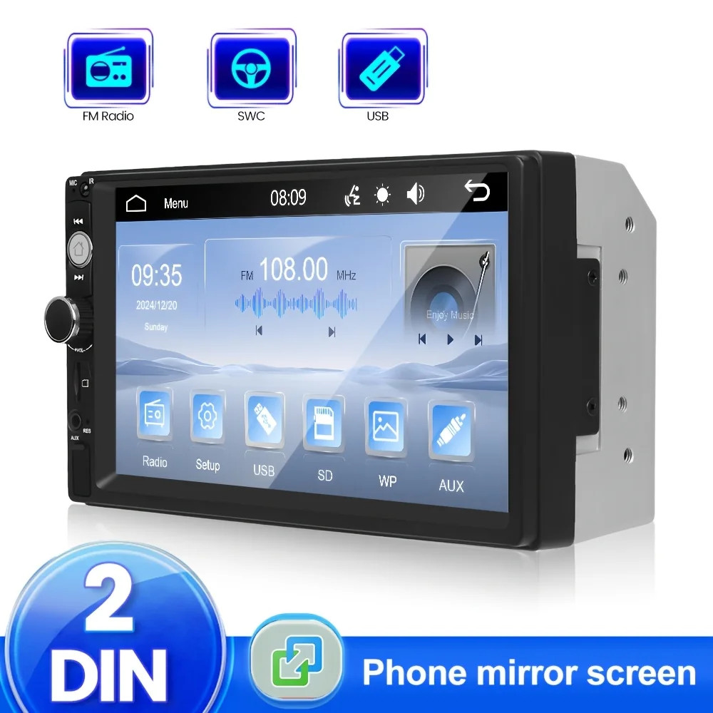 Double 2 Din 7” Car Stereo Touchscreen Car Radio Apple CarPlay Android Auto BT