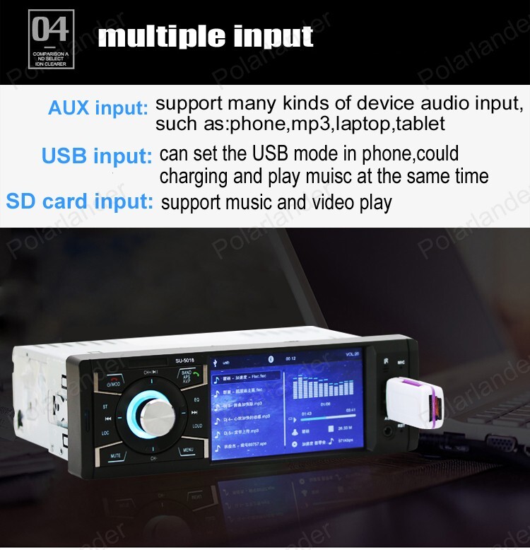 Single 1 DIN Car RadioMP5 USB / TF card 4.1-inch AUX/SD remote control Bluetooth