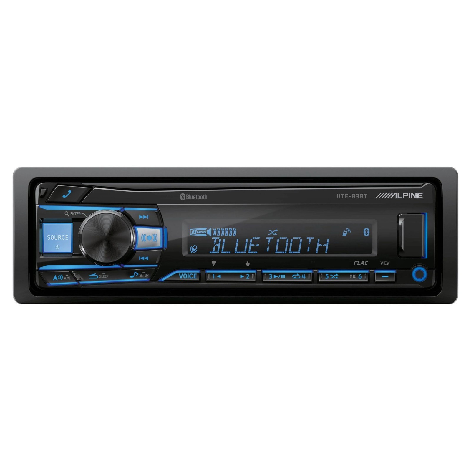 Alpine UTE-83BT Single-DIN Shallow Chassis Digital Media Receiver with Bluetooth