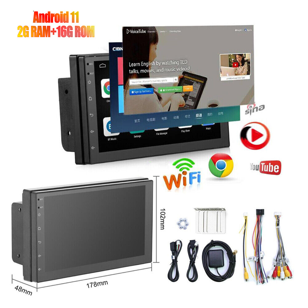 7Inch HD Android 11 Double 2Din Car Radio Stereo GPS Navigation FM BT Wifi OBD2