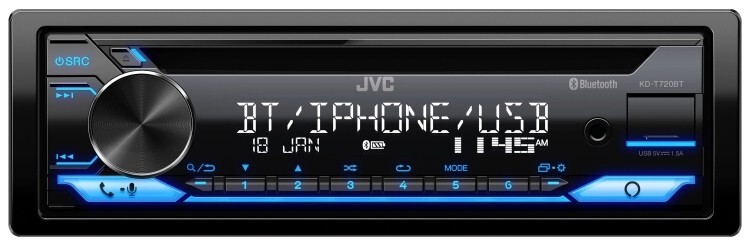 JVC KD-T720BT / SINGLE DIN CAR RADIO CD RECEIVER W/ BLUETOOTH & USB/AUX **NEW*