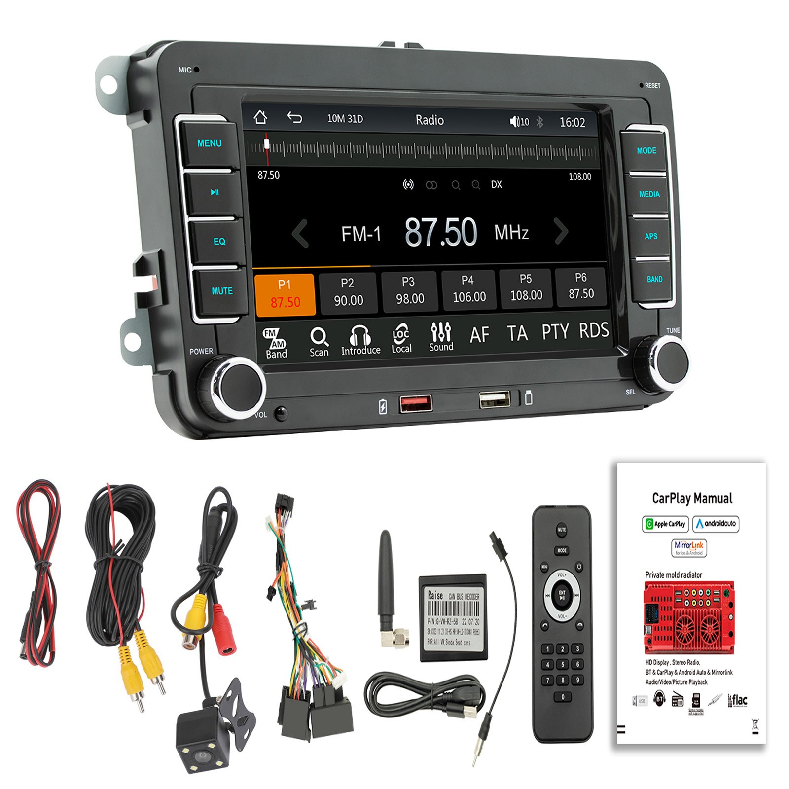 7″ Wireless Carplay Bluetooth Stereo Radio FM Car MP5 Player For Volkswagen Cars
