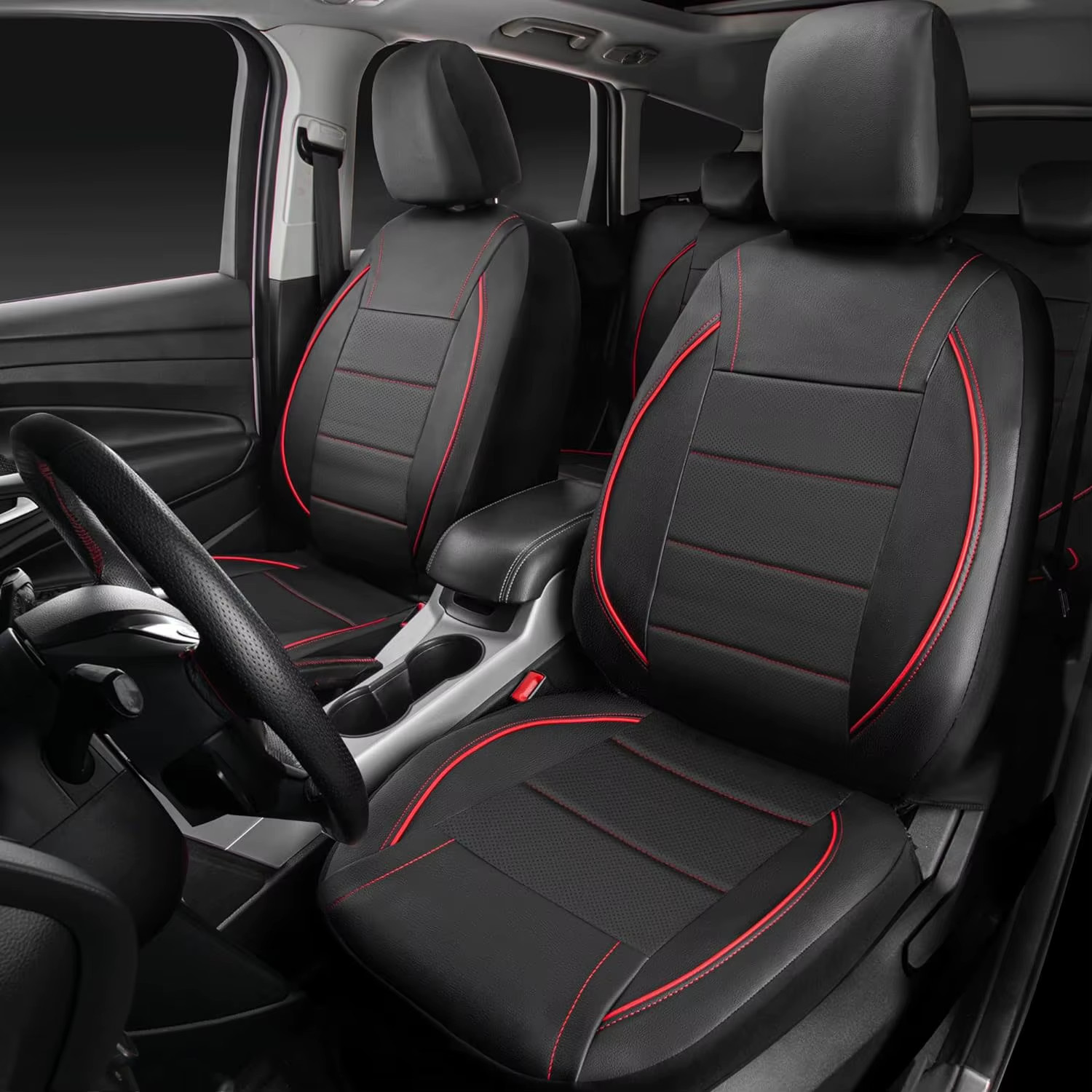 Universal Leather Car Seat Covers Simple Style Breathable 5 Seat Car Seat Cover