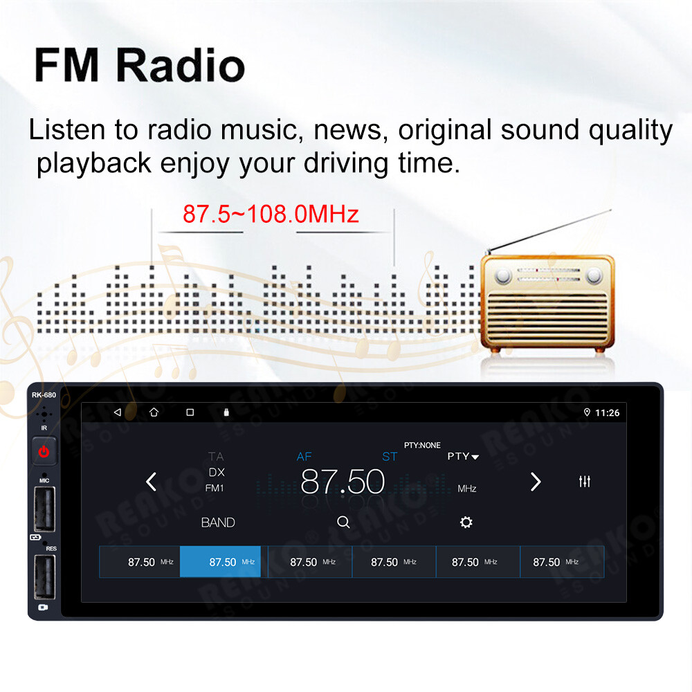 Android 12 Single 1 Din 6.9″ Bluetooth GPS WIFI Touch Screen Car Stereo FM Radio