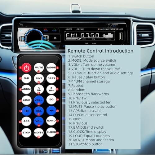 JSD-520 Car Stereo Audio Single Din Bluetooth Handsfree FM Radio Receiver USB