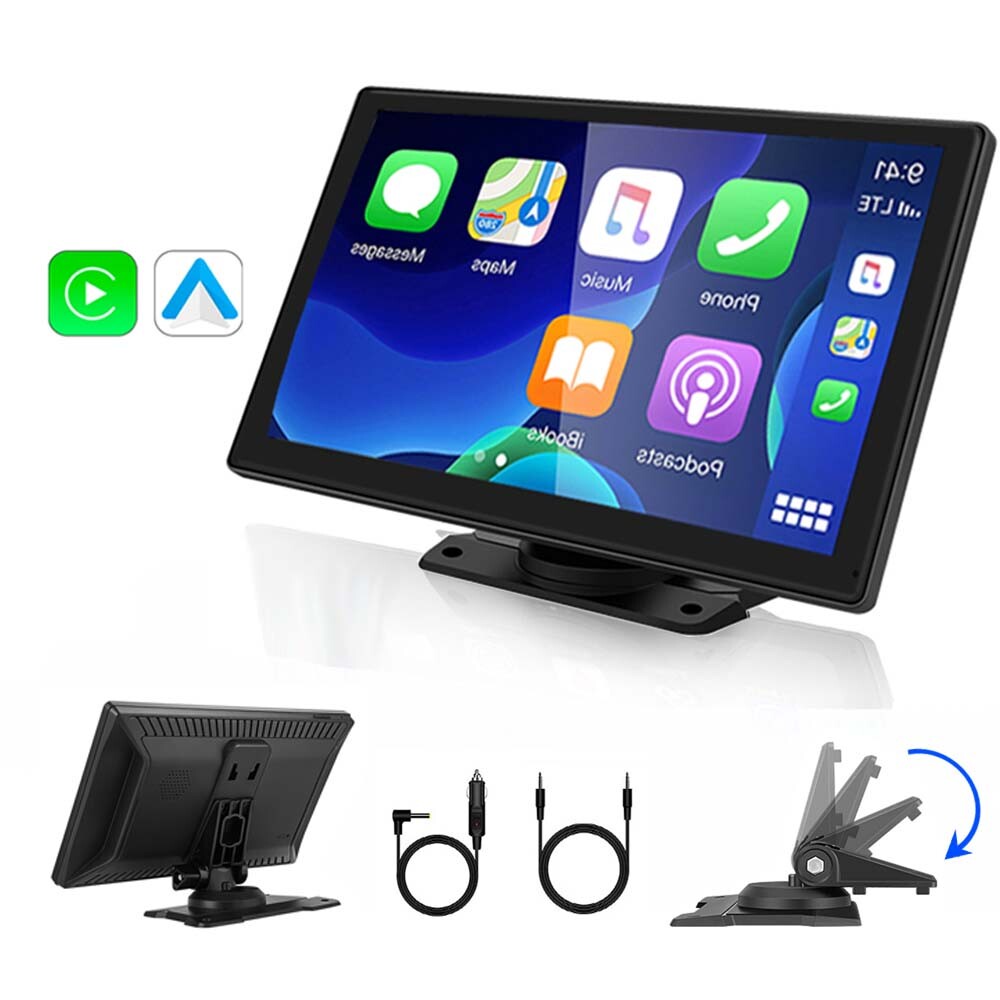 9″ Portable Car Stereo Radio Wireless Apple Carplay/Android Auto Touchscreen GPS
