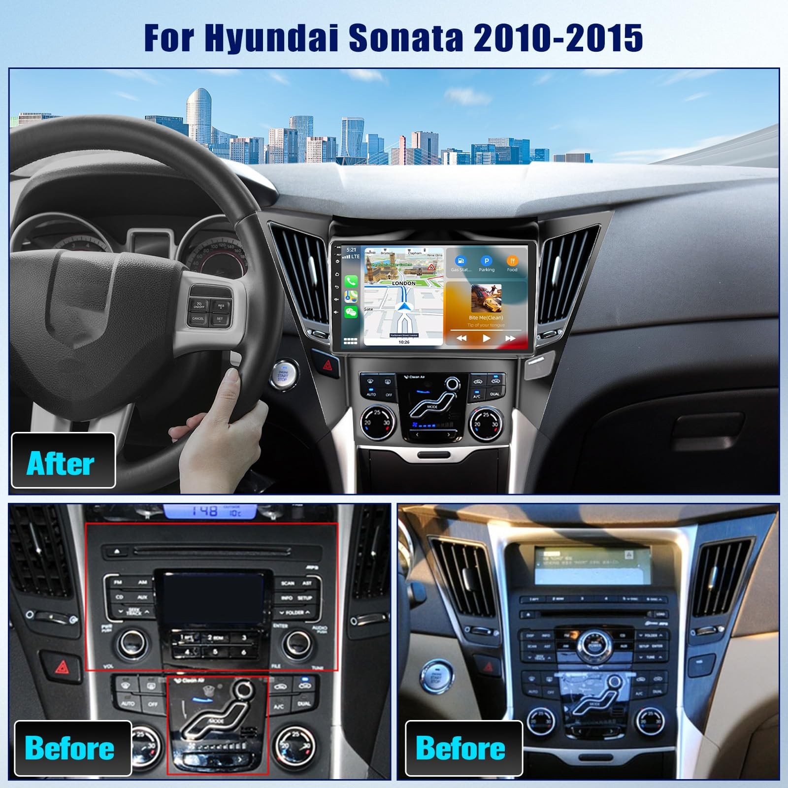 Zomolither 4-Core+64G for Hyundai Sonata Android 13 Stereo