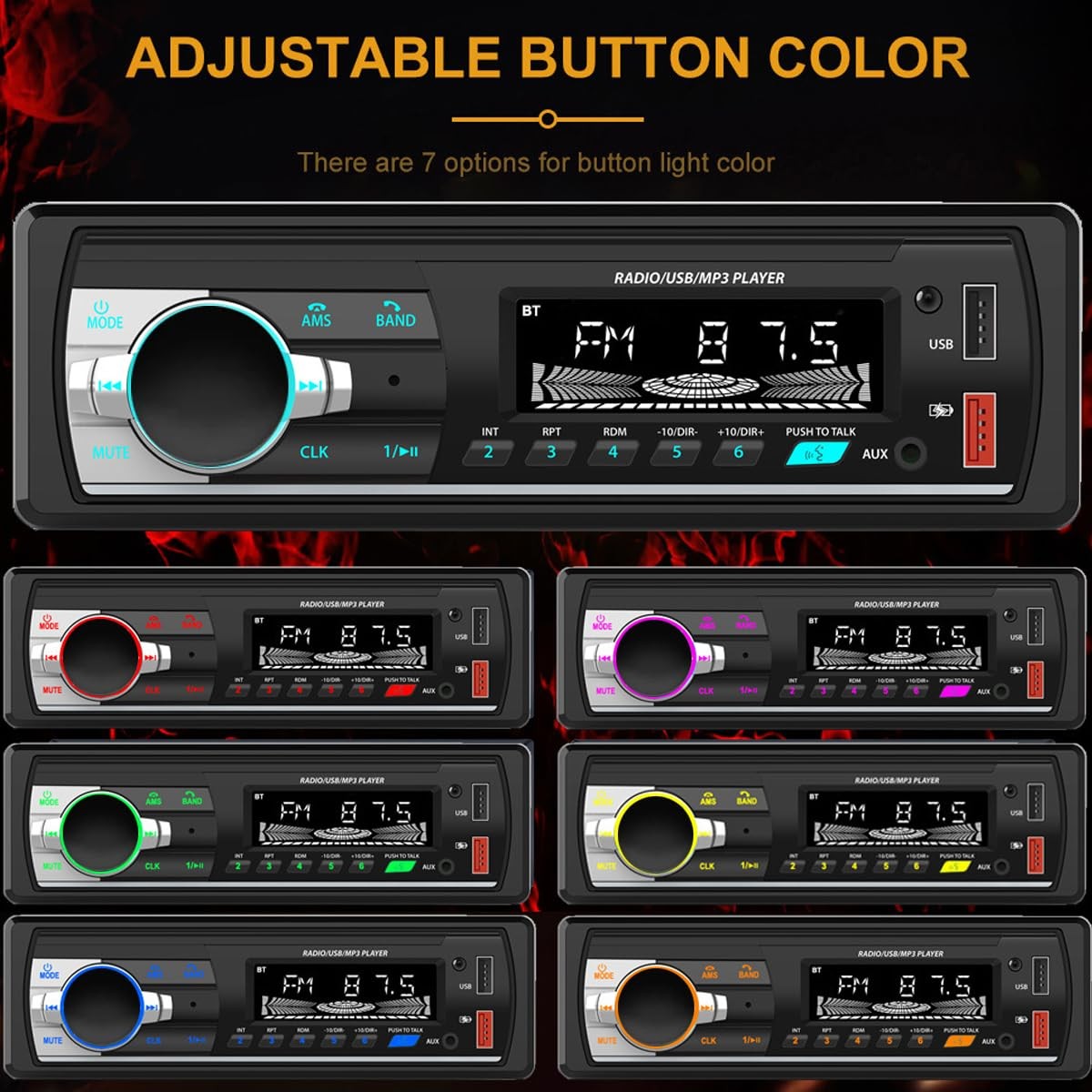 Aototeck Single DIN Car Stereo Bluetooth Hands-Free, 12V-24V Radio with…