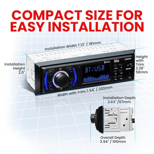 BOSS Audio Systems 616UAB Multimedia Car Stereo – Single Din LCD Bluetooth R…