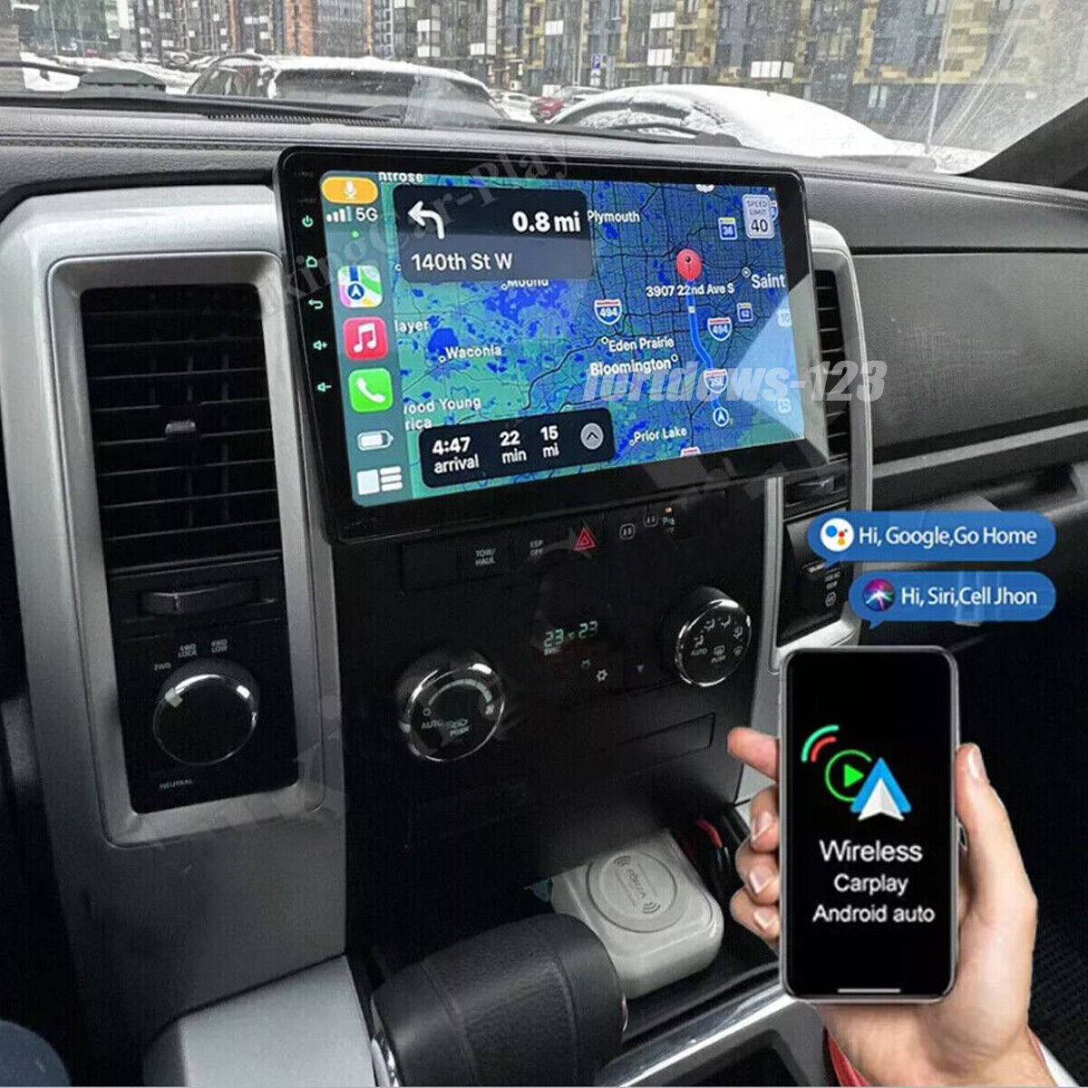For 2009 2010 2011 12 RAM 1500 2500 3500 Carplay Android 13 GPS Car Radio Stereo