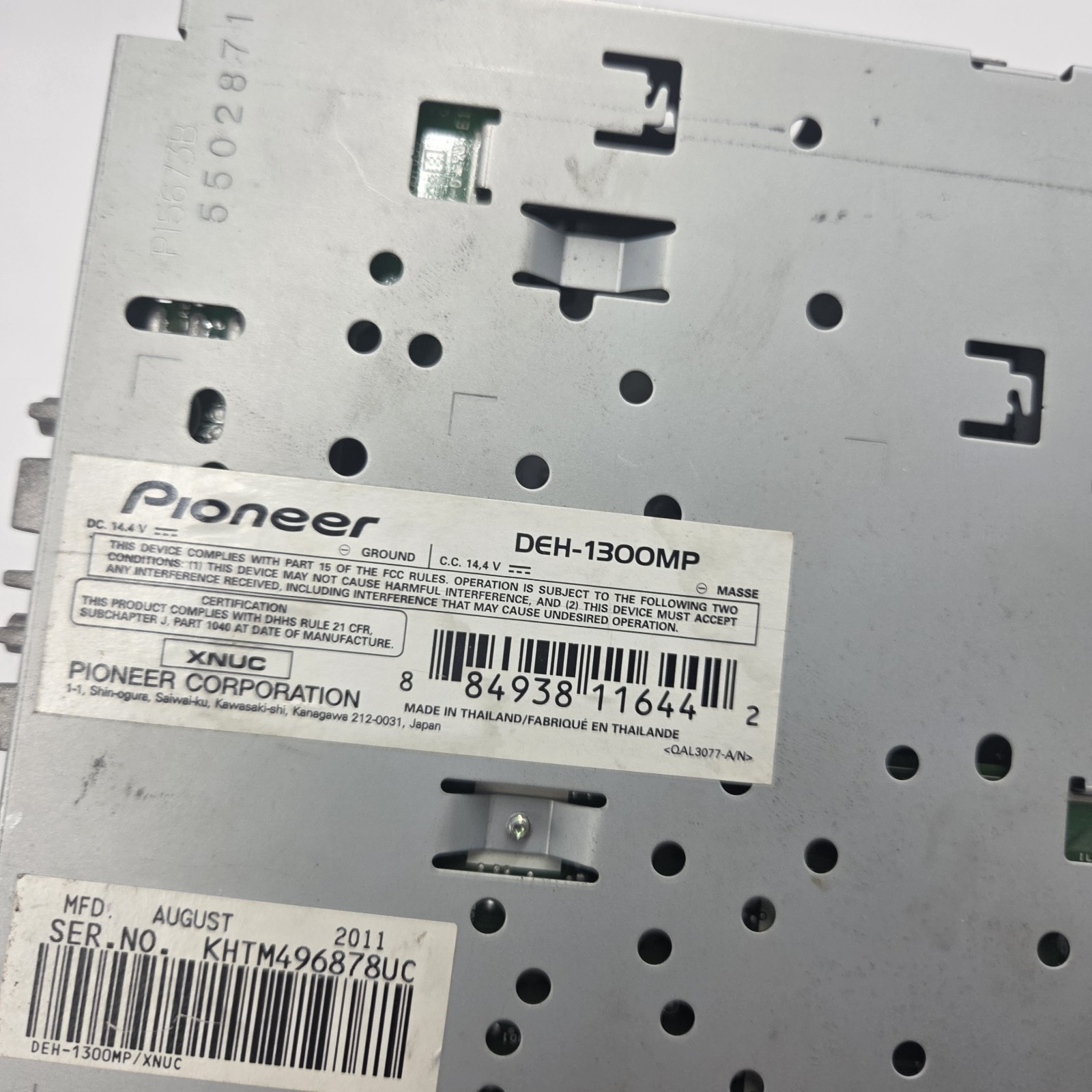 Pioneer DEH-1300MP Radio CD MP3 WMA Player Front Aux. Input Tested Single Din