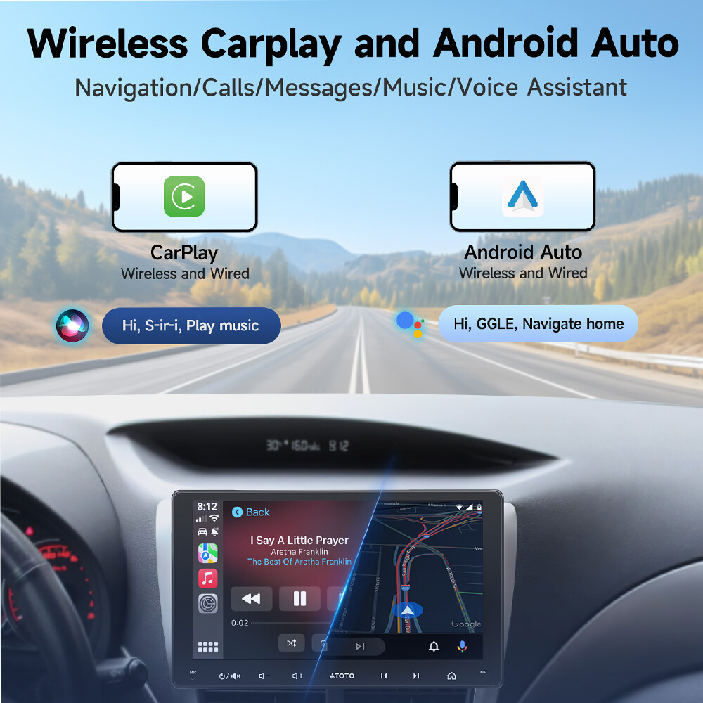 ATOTO Double DIN Android GPS Tracking Car Stereo 9″ screen Radio AI + HD Camera