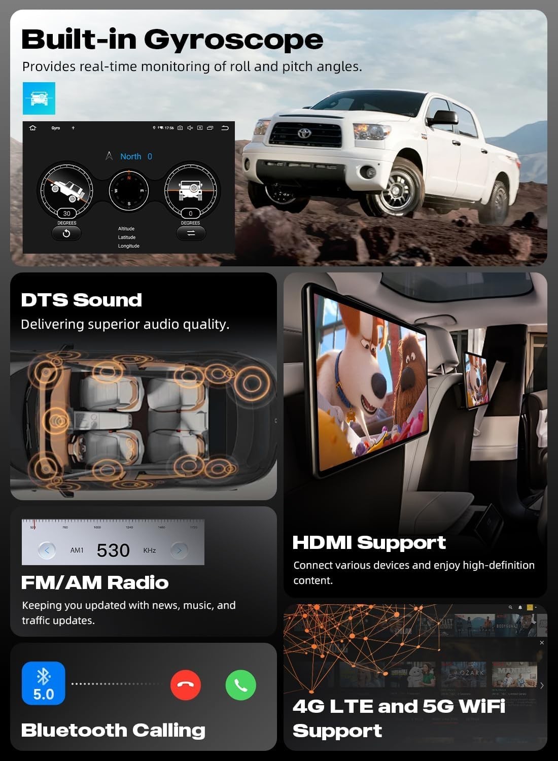 BOX DMG Car Radio for Toyota Tundra 2014-2021 10.2″ QLED Screen Wireless CarPlay