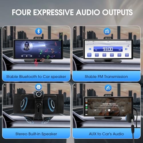 Wireless Carplay Screen for Car, 10.26″ Portable Car Radio with 10.26 inch