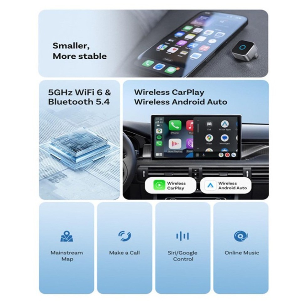 Auto Mini Wireless CarPlay Adapter CarPlay Dongle For OEM Wired CarPlay Cars
