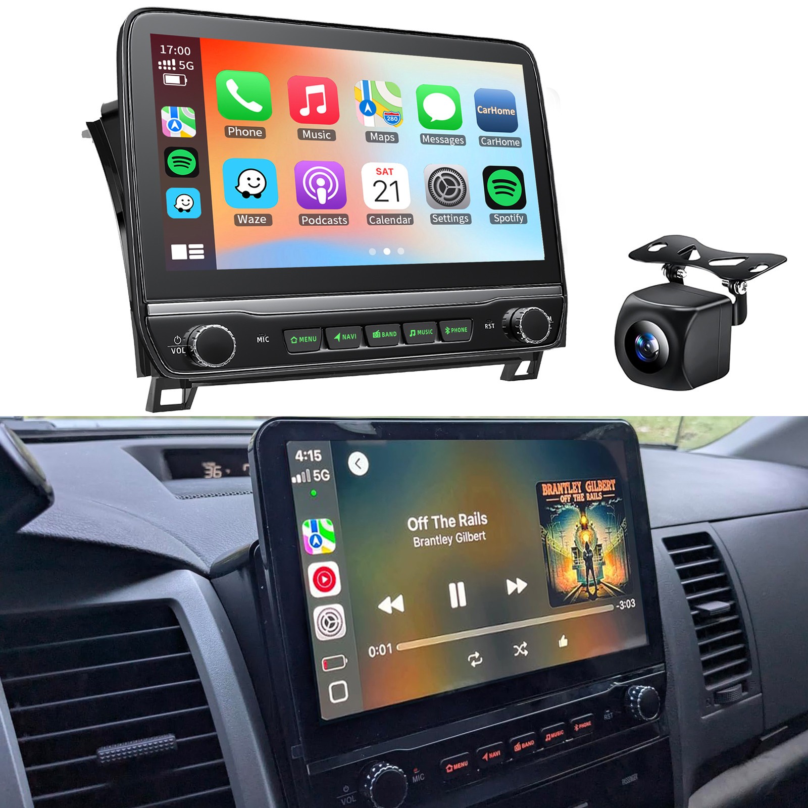 Car Stereo Radio Wireless Carplay For Toyota Tundra 2007-2013 fit Factory Camera